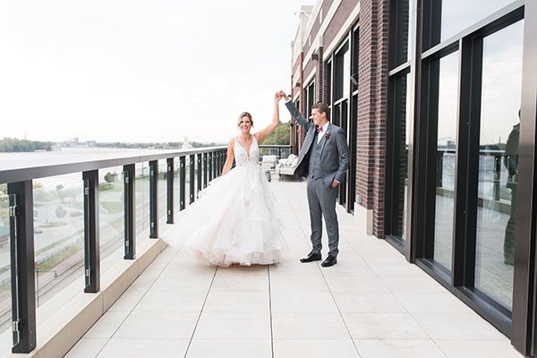 Wedding Couple on Balcony