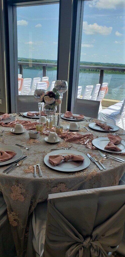 Table setting in front of windows