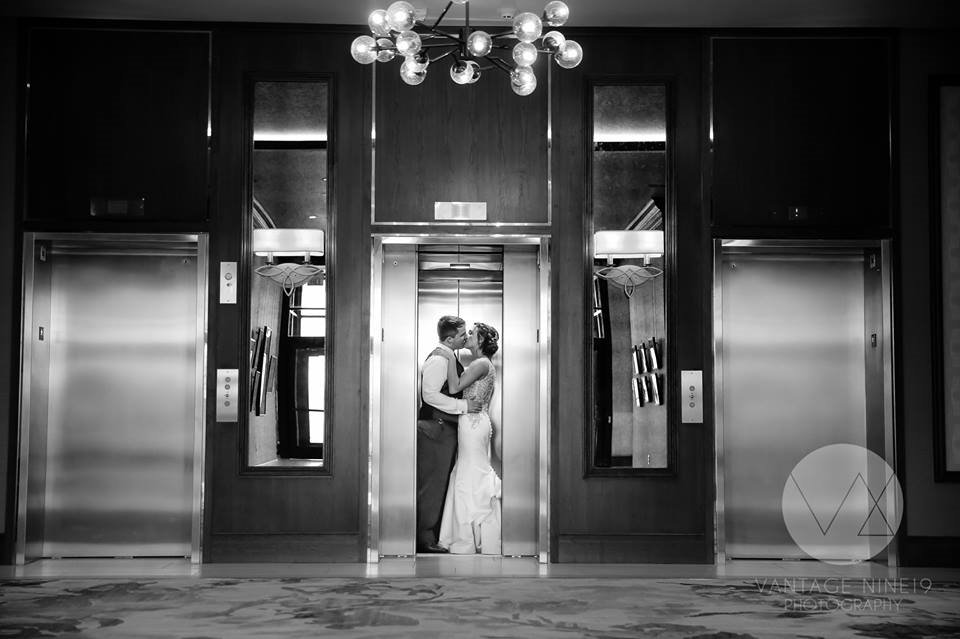 Black and white photo of couple